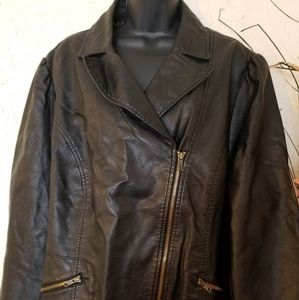 Black Immitation Leather Jacket